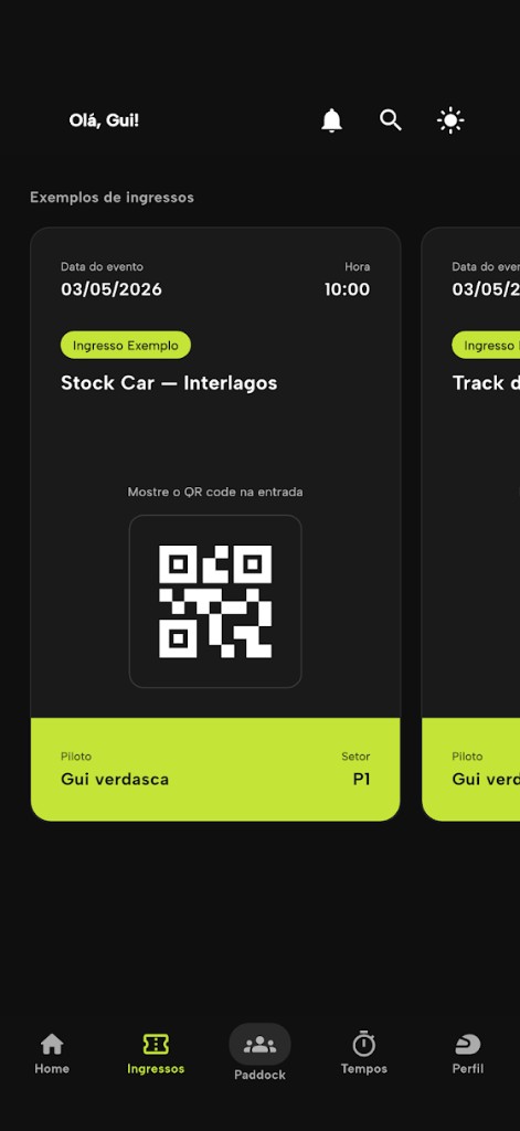 Ingresso digital com QR Code na carteira do app